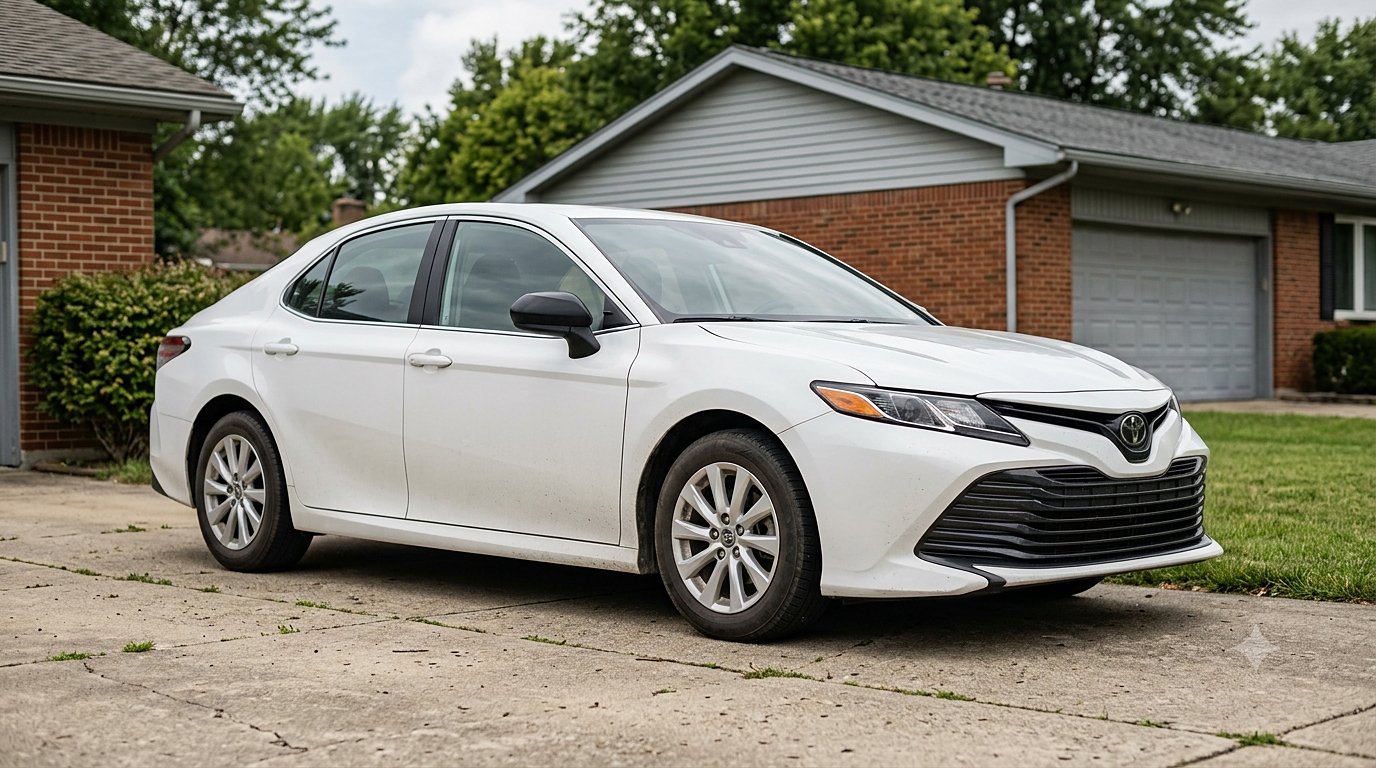 Camry before — stock ride height and factory wheels